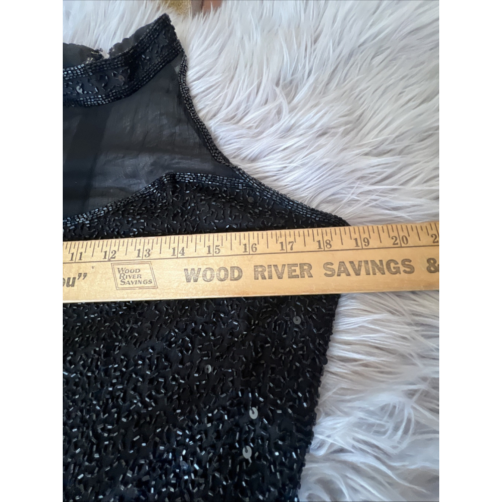 Stenay Vintage Black Beaded Sparky Silk Gown Maxi Dress sz 12 - Picture 6 of 10